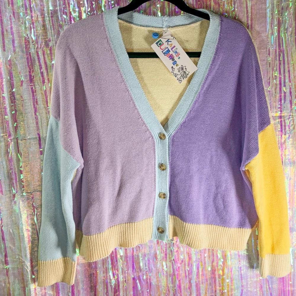 Super Cute Pastel Colorblock Cardigan